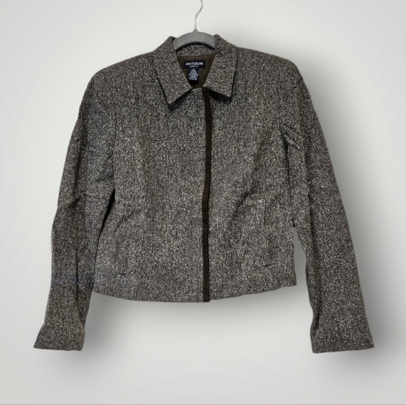 ANN Taylor Blazer Womens Size 8 Jacket‎ Silk Wool Blend Lined Stretch p - Picture 1 of 7